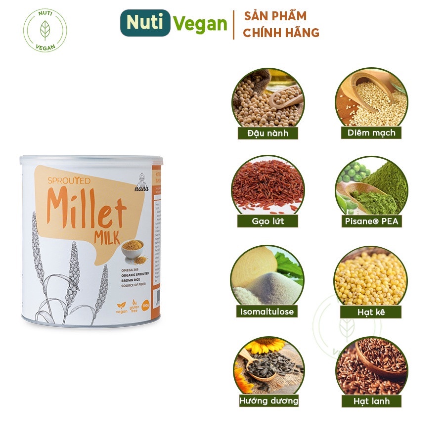Sữa Hạt Millet Vị Gạo Hộp 700g, Sữa Hạt Dinh Dưỡng Thuần Chay Cho Cả Gia Đình - Nutivegan