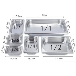 [Nồi hâm buffet] - Khay buffet inox chứa thực phẩm đồ ăn cho nồi hâm buffet - khay topping - khay thạch - khay GN