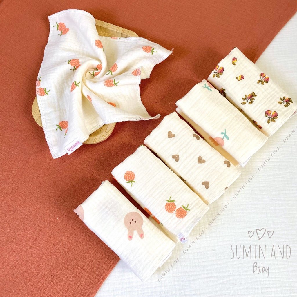 Khăn xô sữa cho bé loại 4 lớp, khăn sữa, khăn xô Muslin Oganic cao cấp cho bé SUMIN