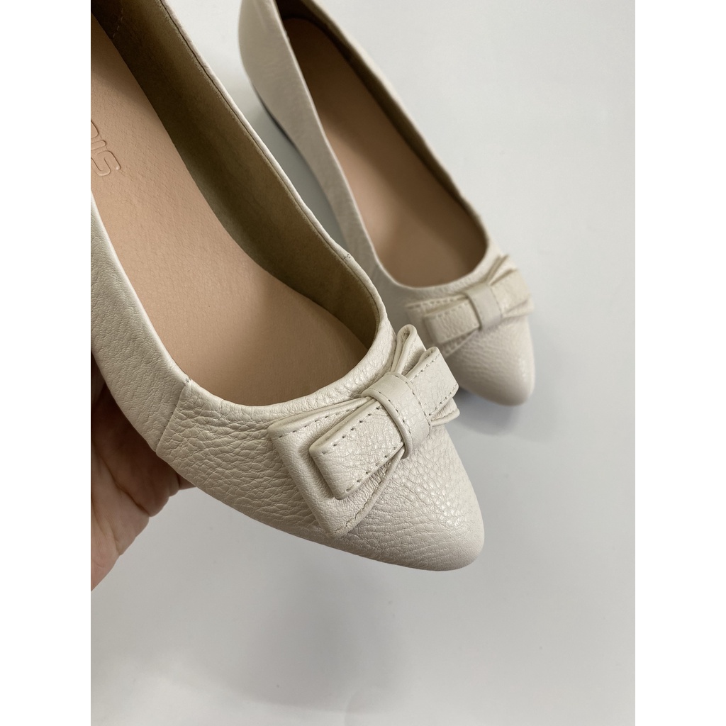 Giày nữ đế xuồng 5cm da thật SIÊU BỀN mũi nhọn gắn nơ màu đen DORIS DR501- CÓ BẢO HÀNH-CÓ SIZE 40