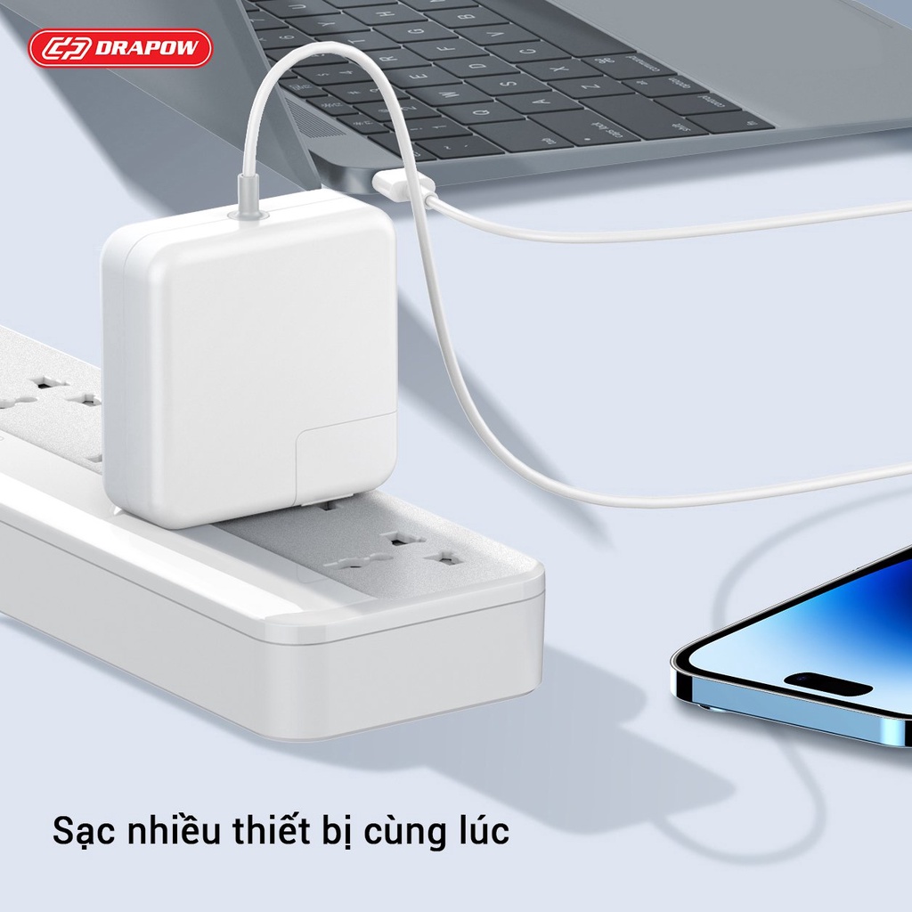 Ổ điện đa năng SK29 5 ổ cắm 220v kèm 1 sạc nhanh PD và 3 cổng USB A chính hãng Drapow
