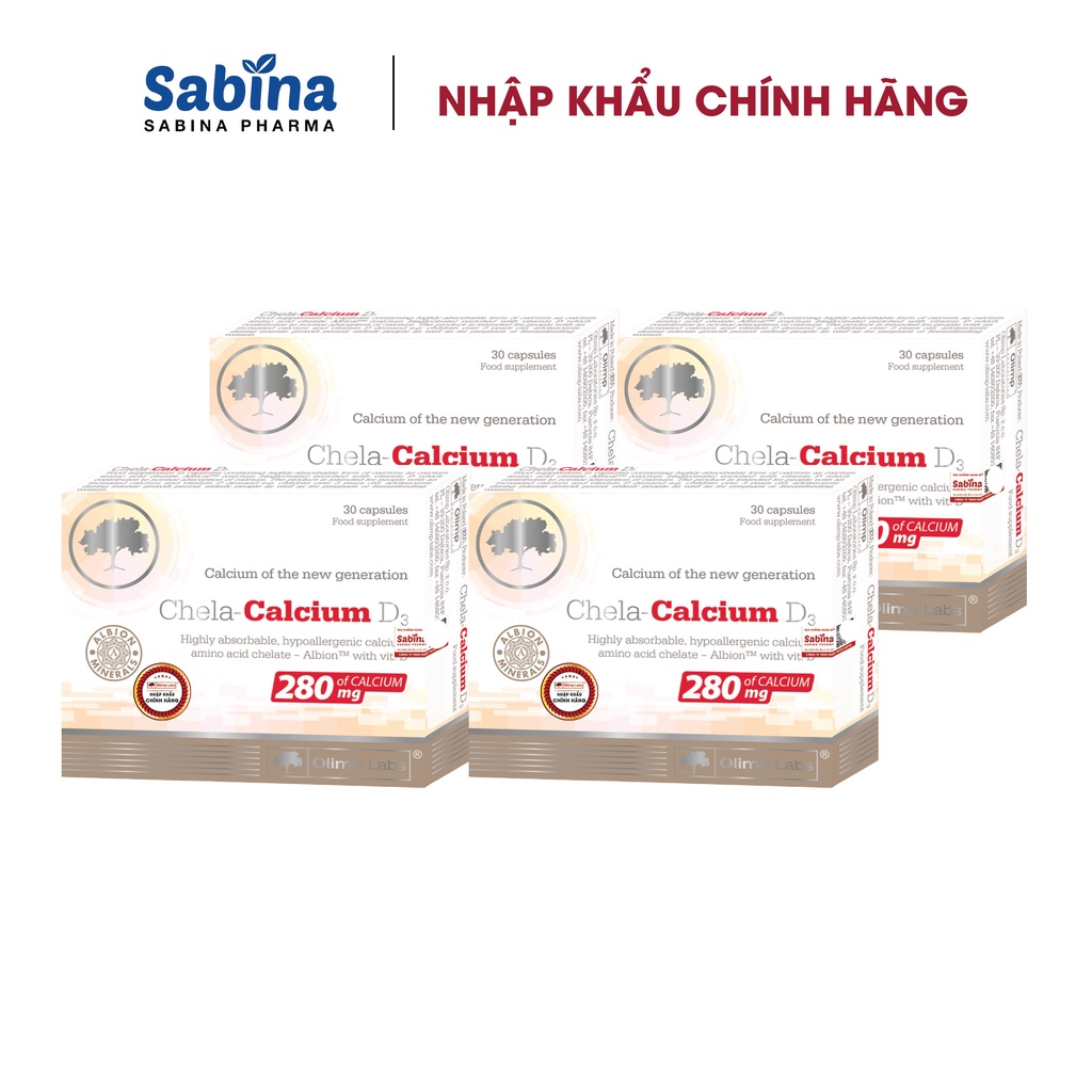 4 Hộp Chela Calcium D3 Olimp labs Canxi bà bầu và trẻ Hỗ trợ bổ sung Canxi