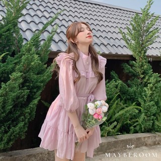 Váy voan xốp be tím pastel HQ tay lửng bo chun dáng ngắn xoè A Julia Dress Mayberoom