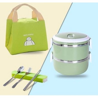 HỘP ĐỰNG CƠM GIỮ NHIỆT 2 TẦNG GIỮ NHIỆT SIÊU LÂU, I CAMEN RUỘT INOX 2 TẦNG