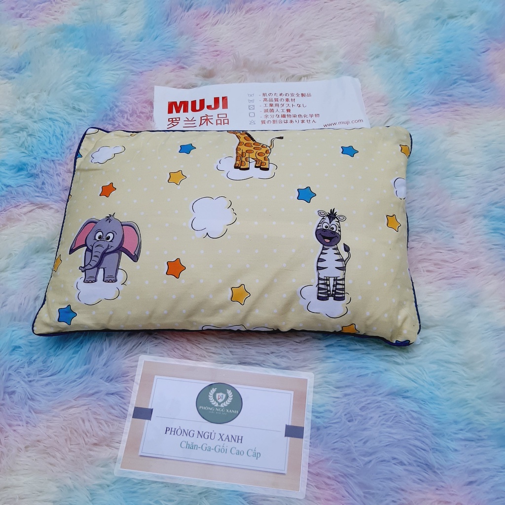 Gối cho bé sơ sinh Muji 25x40 cho trẻ em từ 0-3 tuổi 100%Cotton hàng chính hãng Phòng Ngủ Xanh thấm hút mồ hôi cực tốt
