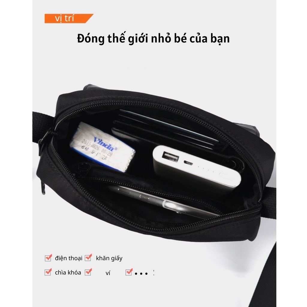 Túi đeo chéo nam nữ unisex vải oxford chống mài mòn kiểu dáng basic trẻ trung hiện dại, 1 ngăn pocket lớn TK23