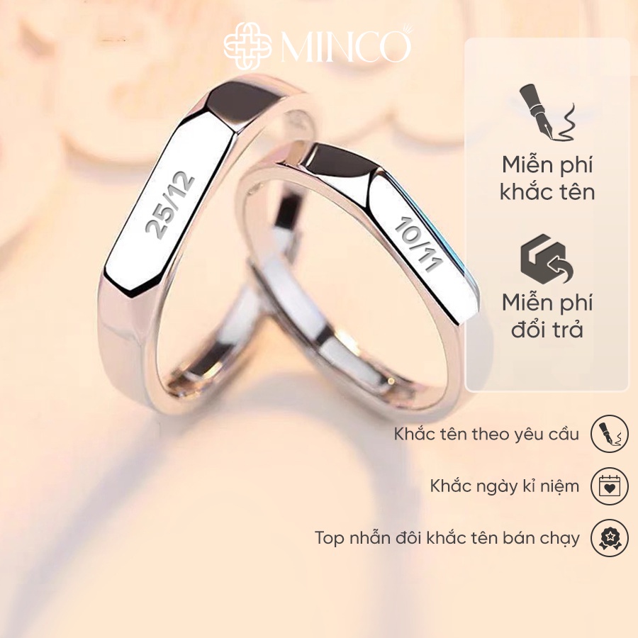 Nhẫn đôi Minco Accessories nhẫn cặp khắc tên theo yêu cầu basic trơn phong cách trẻ trung năng động freesize ND01