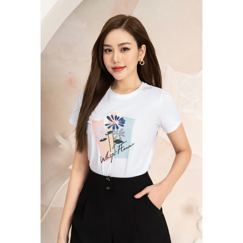 Áo phông form vừa in chữ chất liệu Cotton Compact LOZA - PT203152