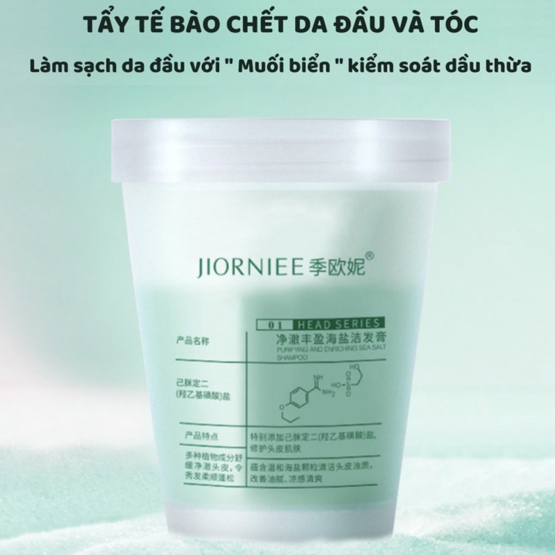 Tẩy tế bào chết da đầu muối biển JIORNIEE tẩy da chết tóc sạch gàu kiểm soát dầu nhờn giảm bết MAR ORIGINALS STORE