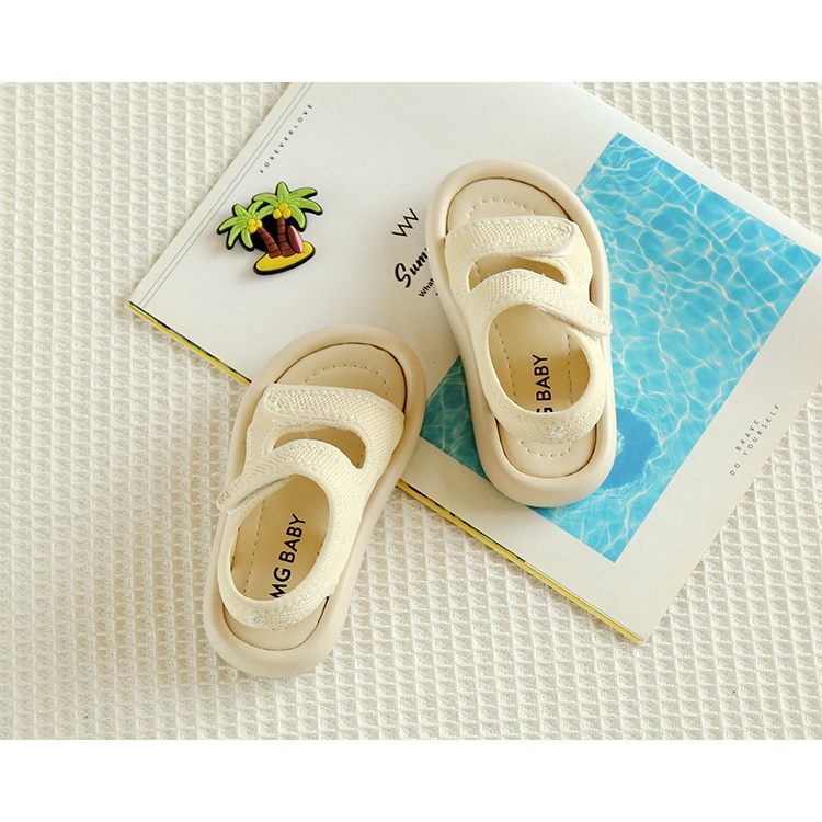 Dép sandal cho bé quai chéo thoáng chân chất da PU siêu mềm MG baby đế cao su mềm