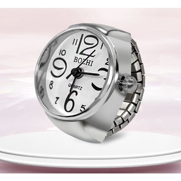 Đồng hồ nhẫn đeo ngón tay út, ngón trỏ, ngón cái, nhẫn đính đá nam nữ phong thủy mạ vàng đẹp