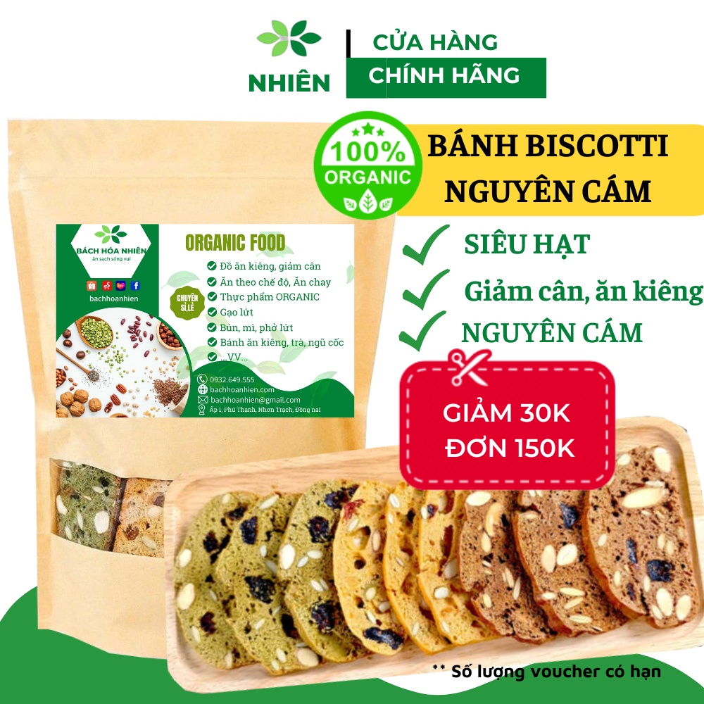 Bánh Biscotti ăn kiêng Nguyên Cám