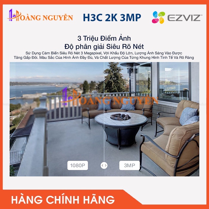 Camera Ezviz H3C 2K ĐỘ PHÂN GIẢI 3MP - Có Màu Ban Đêm, Phát Hiện Chuyển Động