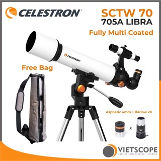 Kính thiên văn khúc xạ Celestron SCTW 70 - 705A Libra tặng kèm túi đựng và kẹp điện thoại