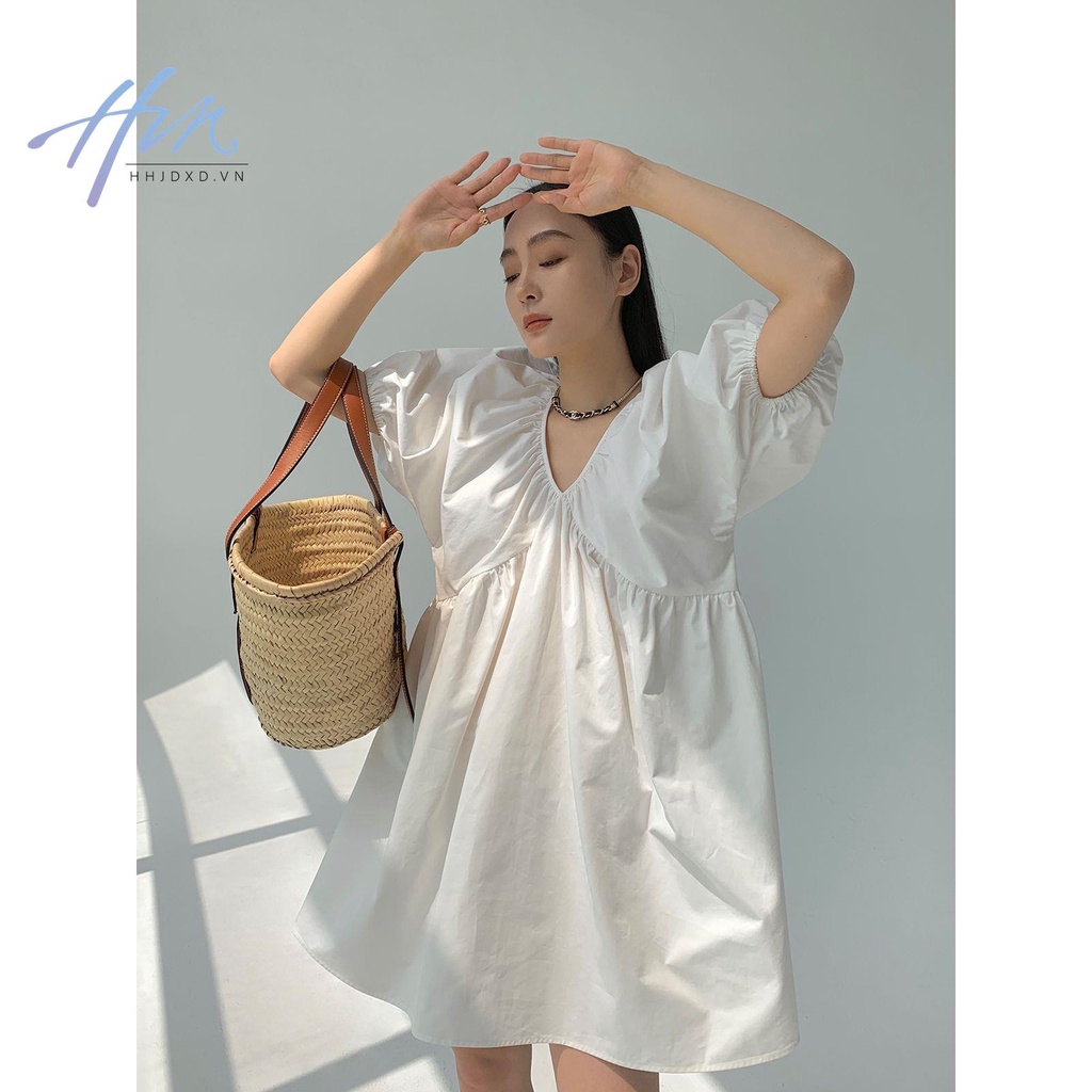 Đầm Ngắn Dáng Rộng Cổ Chữ v Phong Cách Pháp Thời Trang Mùa Hè 2023 Mới