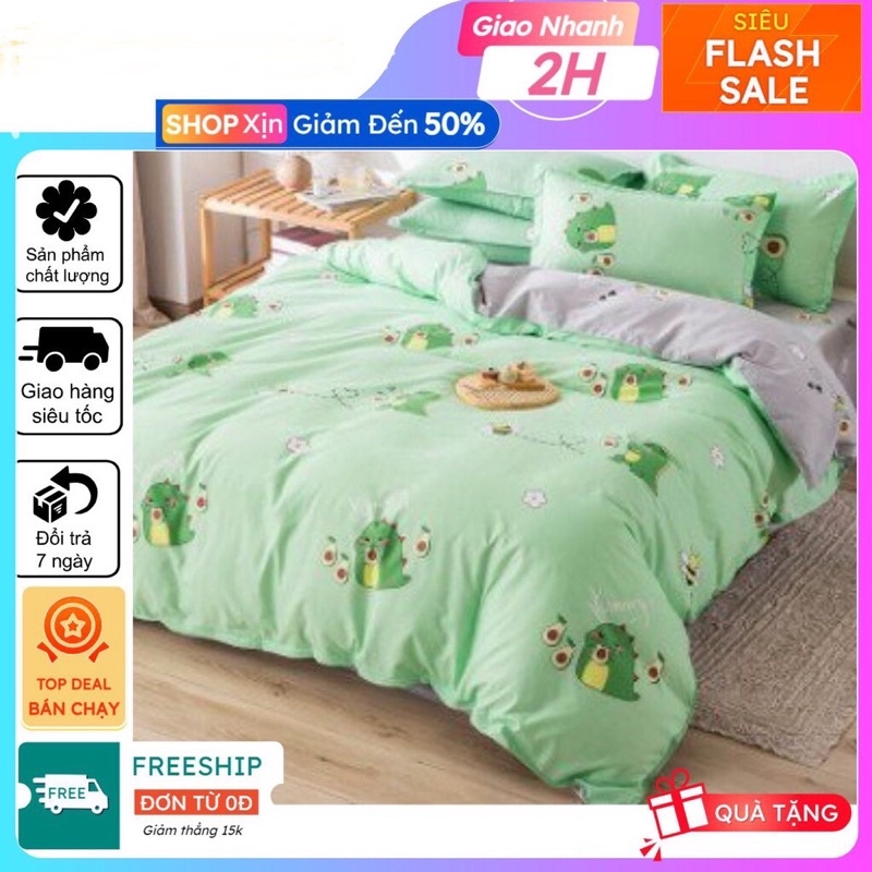 BỘ GA GỐI M2 M4 M5 DRAP GIƯỜNG POLY GỒM 1 GA TRẢI GIƯỜNG VÀ 2 VỎ GỐI NẰM MẪU KHỦNG LONG BƠ