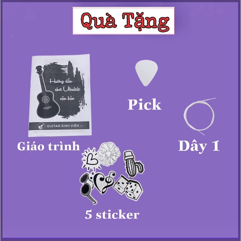 Đàn ukulele soprano hồng size 21 tập chơi - Tặng 4 phụ kiện - Bảo hành 6 tháng