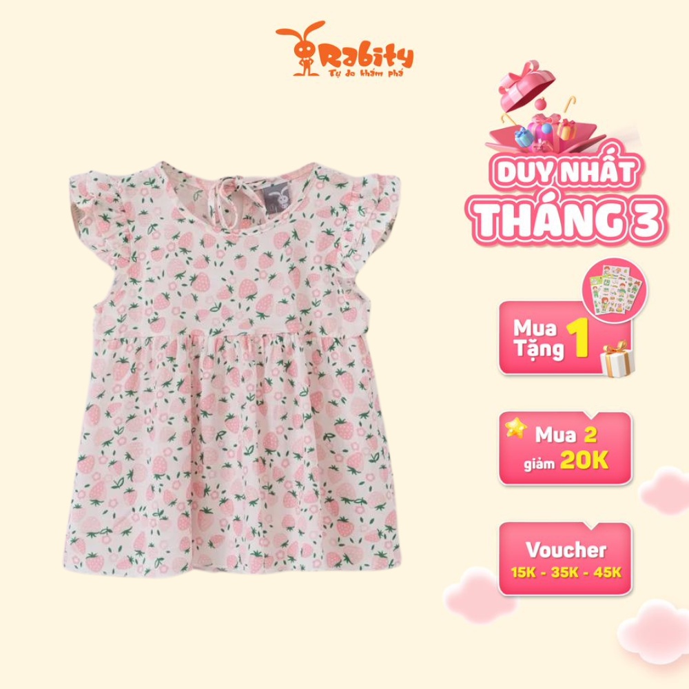 Áo babydoll cho bé gái hoa nhí Rabity áo cánh tiên mùa hè chất liệu cotton thoáng mát cho trẻ em 92409