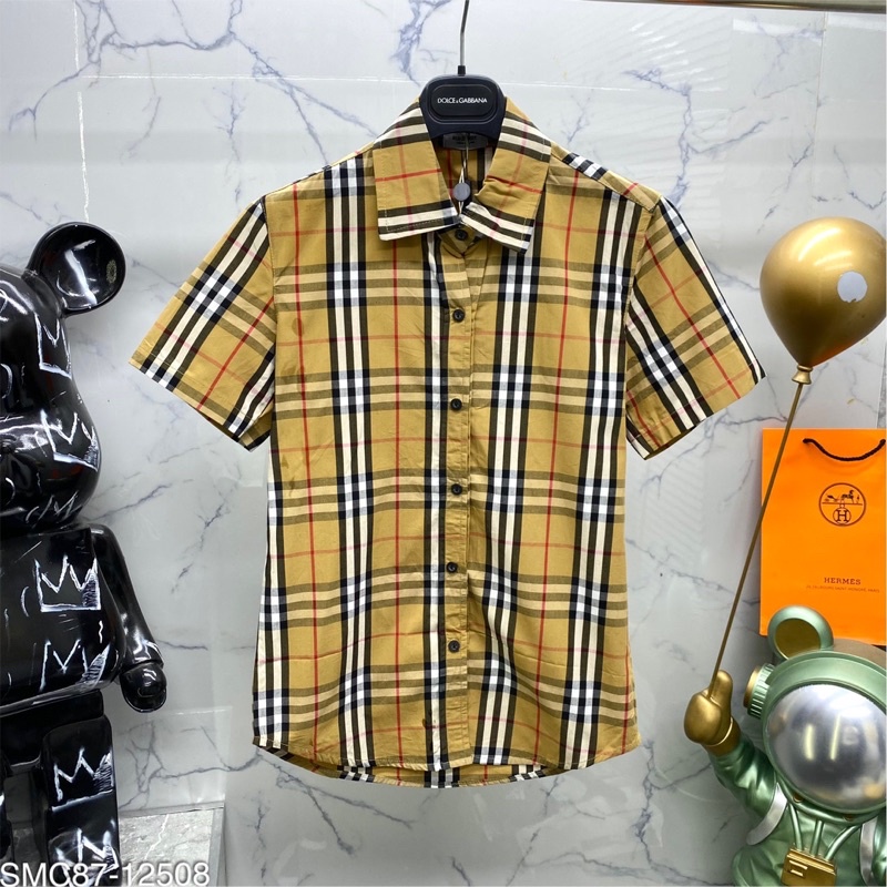[HOT TREND] ÁO SƠ MI BURBERRY UNISEX V2  , ÁO SƠ MI BBR LONDON SỌC KẺ VÀNG NAM NỮ