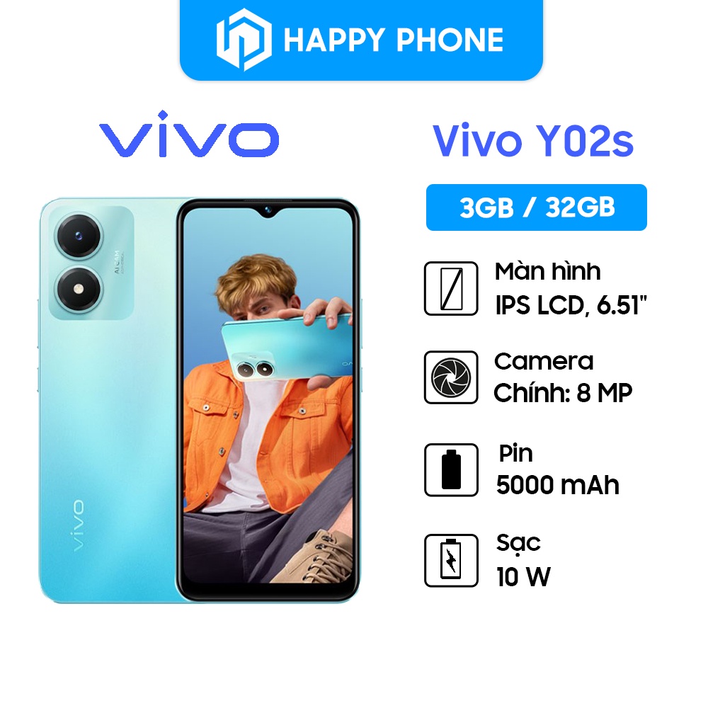 Điện thoại Vivo Y02s - Hàng Chính Hãng, Mới 100%, Nguyên seal