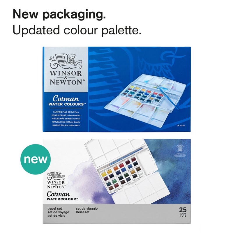 Set màu Winsor &amp; Newton Cotman 24 màu kèm cọ và khay pha màu