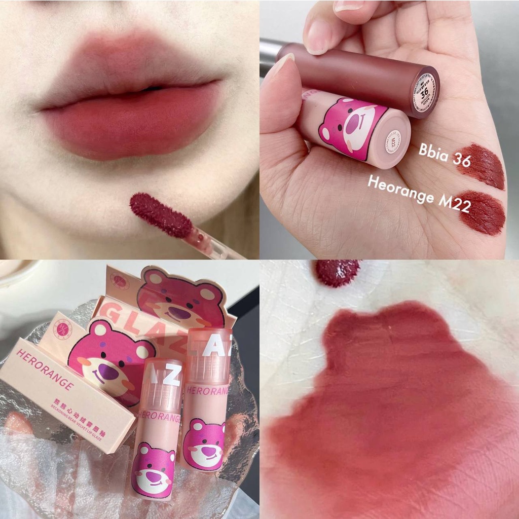 Son kem Herorange gấu dâu cute bản dupe A12