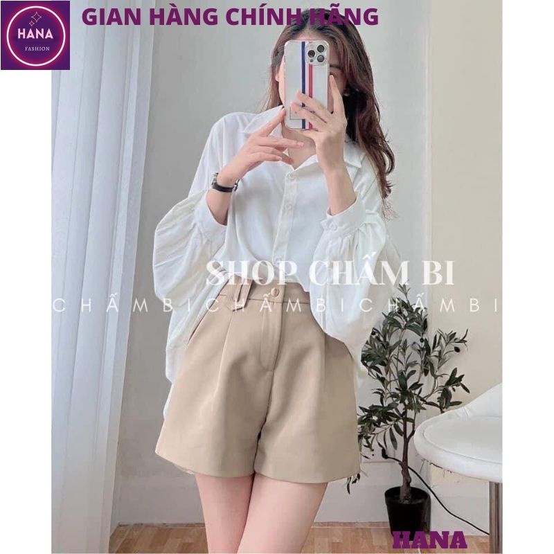 Áo sơ mi tay bồng tiểu thư bánh bèo dễ thương form rộng ulzzang, Áo sơ mi trơn hàn quốc đơn giản mix đồ cực đẹp - HANA
