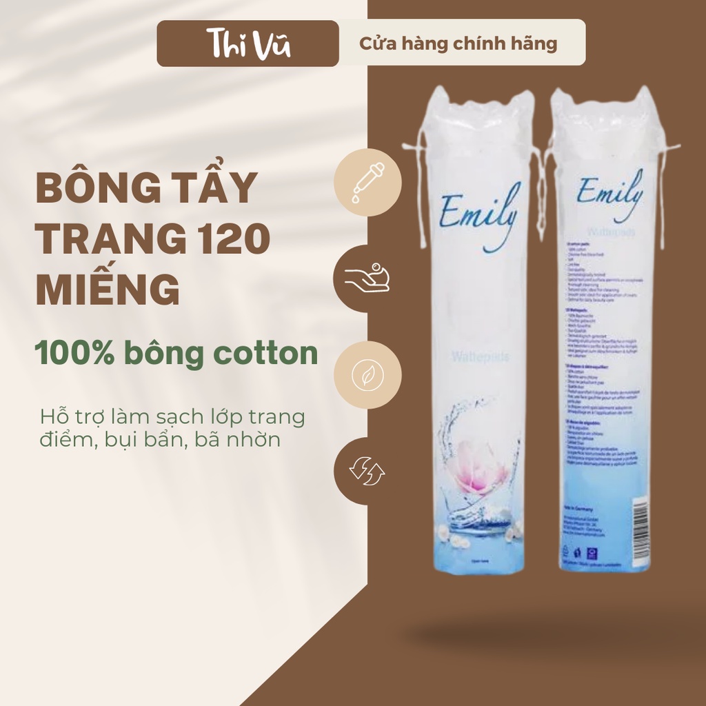 Bông tẩy trang Emily 120 miếng - Thi Vũ