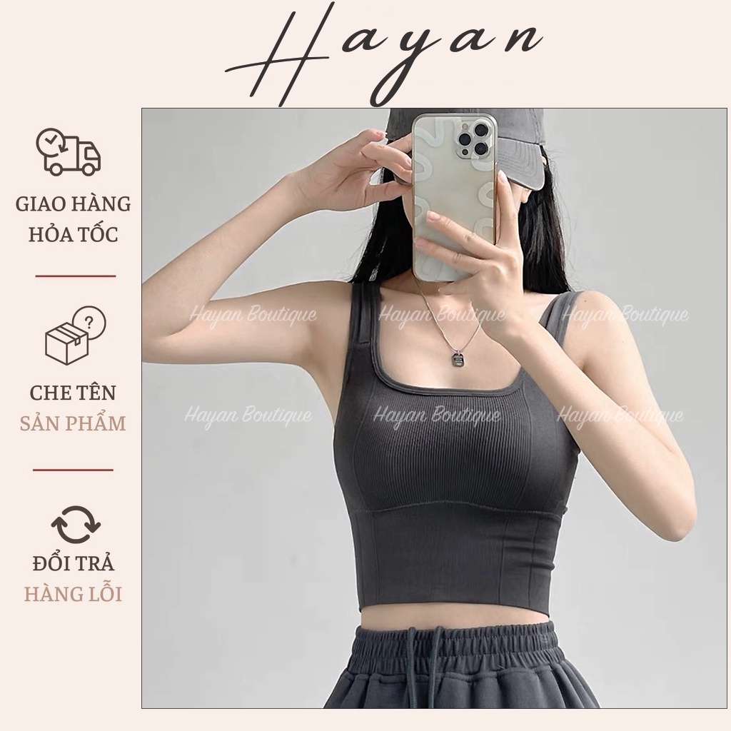 HT058 Áo Bra đơn giản len tăm không GỌNG kèm ĐỆM LÓT, áo lót ngực croptop thể thao HT058