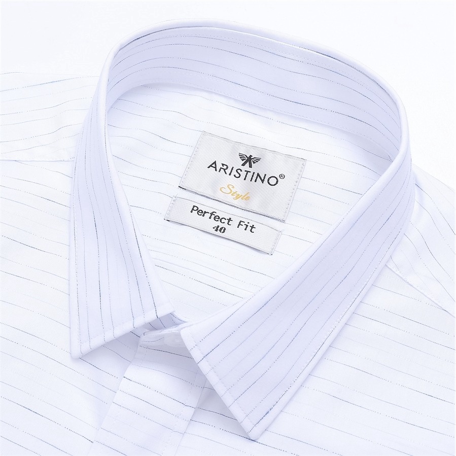 [MẪU MỚI] Áo sơ mi nam ngắn tay ARISTINO hiệu ứng trắng kẻ ngang dệt dobby lịch lãm, thời thượng- ASS035S2