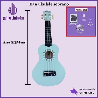 Đàn ukulele  soprano size 21 xanh ngọc - Tặng 4 phụ kiện, đàn 4 dây dễ tập - Đàn bảo hành 6 tháng