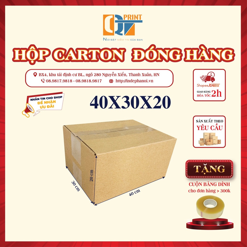 Hộp Carton Đóng Gói Vận Chuyển Nhà 40x30x20cm (B28)