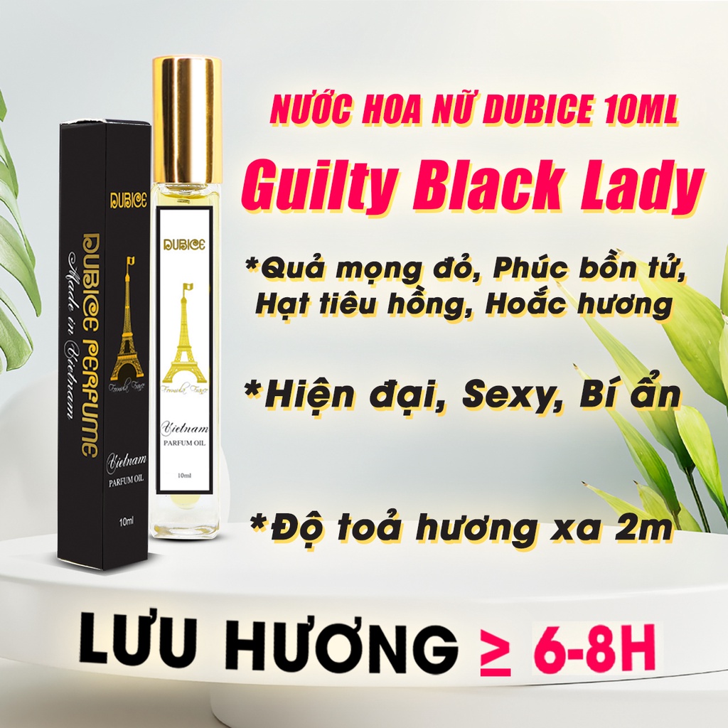 Nước hoa nữ Dubice Guilty Black Lady 10ml mini bỏ túi lưu hương thơm lâu 6-8 tiếng phong cách Pháp Dubai