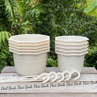 Chậu Treo Trắng Truyền Thống - Chậu Nhựa Thái Bình