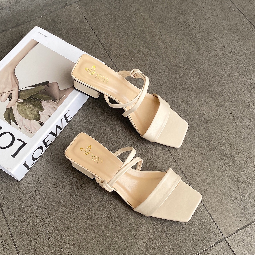 Min's Shoes - Guốc Sandal Quai Da Gót Vuông Cao Cấp S472