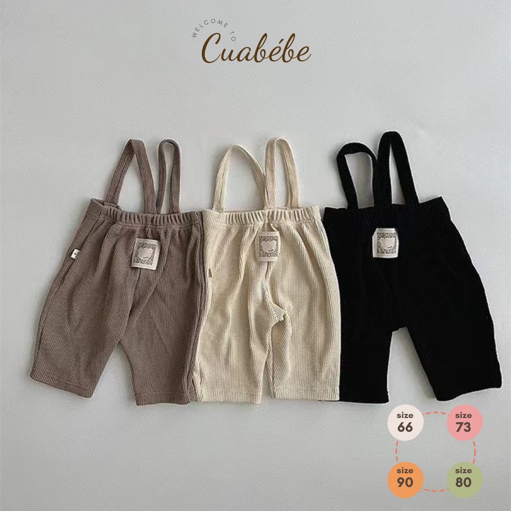 Quần yếm dài nhung tăm bé trai bé gái phong cách Hàn Quốc, yếm quần dài ống rộng co giãn cho bé Cuabebe Baby
