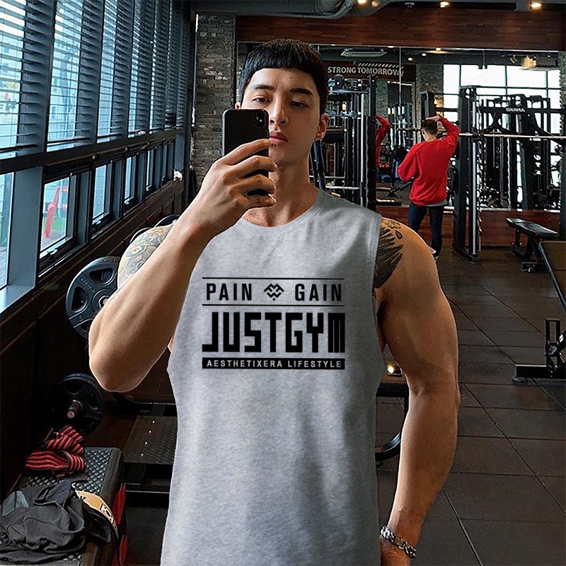 Áo thun ba lỗ tanktop nam tập gym In hình 𝐏𝐀𝐈𝐍 𝐆𝐀𝐈𝐍 vải cotton thoáng mát hút mồ hôi nhiều màu đủ size