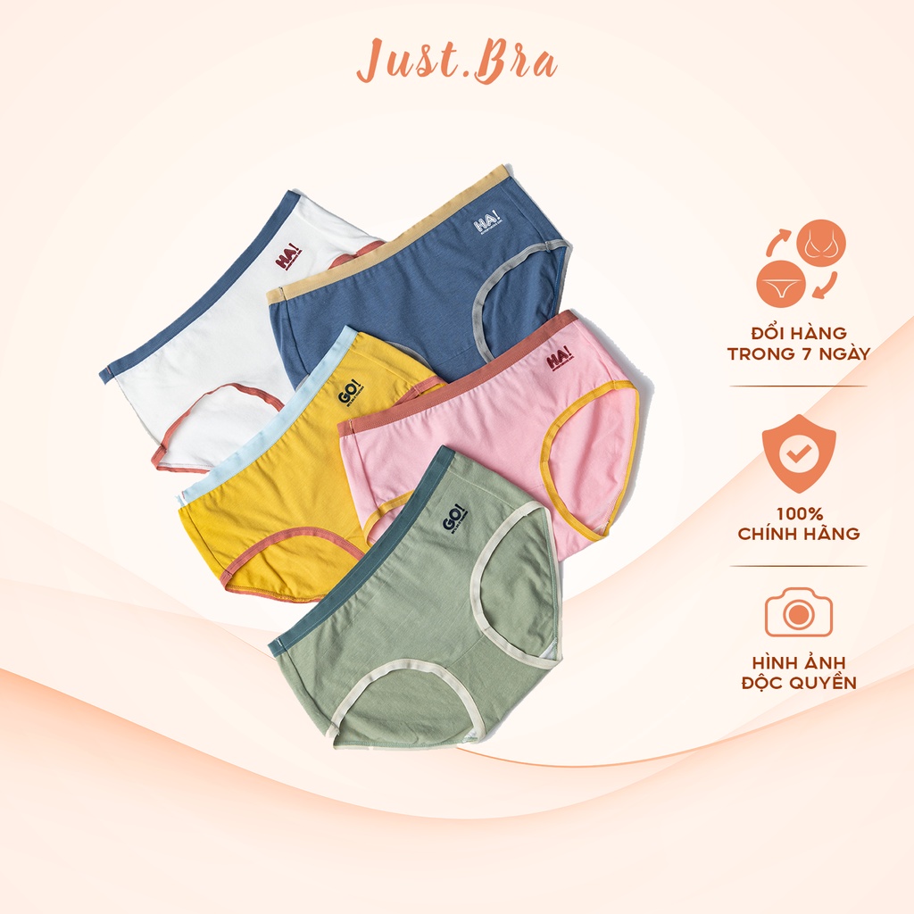 Set 5 quần lót nữ Just Bra chất liệu cotton mềm thoáng, phối màu sắc cá tính QLOT213