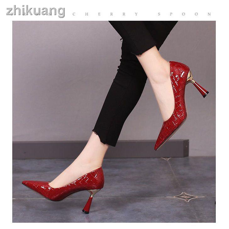 Giày Cao Gót 8.5cm Mũi Nhọn Gót Dày Thời Trang Xuân Thu Mới Cho Nữ