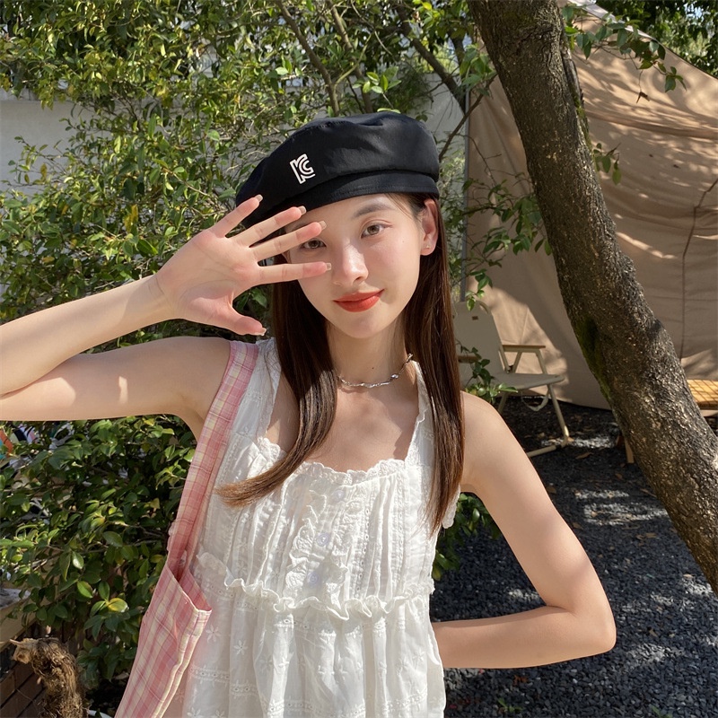 Mộc®Mũ beret gió thêu chữ mềm mại nữ tính dễ thương phong cách Hàn