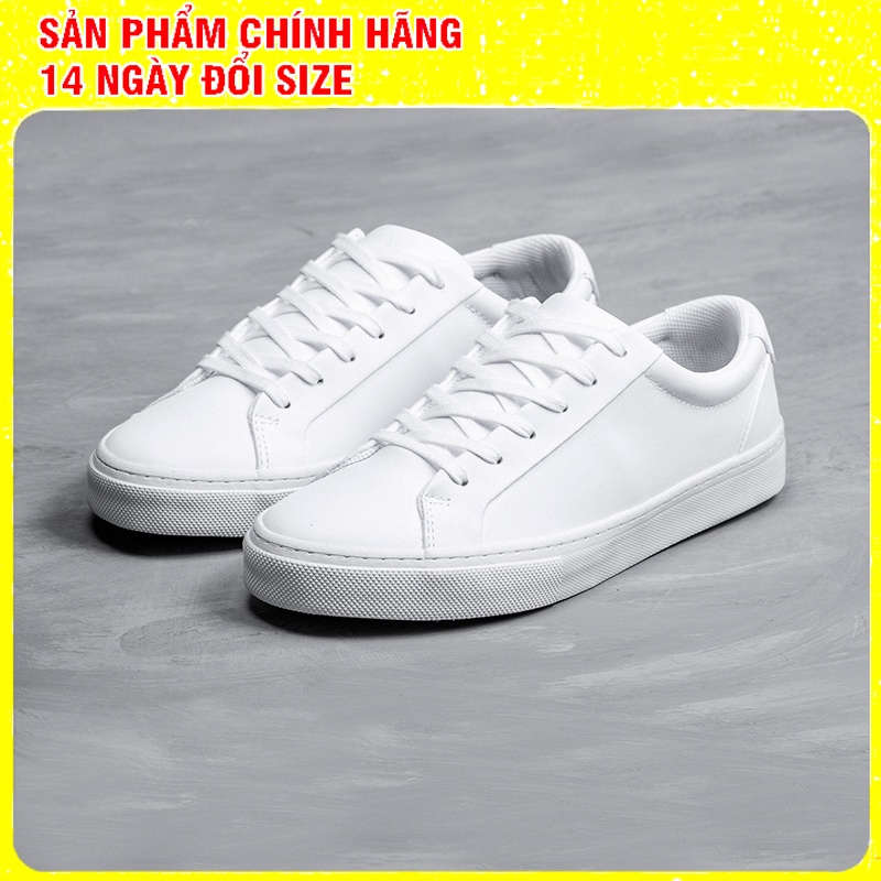 Giày Cặp Đôi Couple Nam Nữ Sneaker Da Cao Cấp Full Trắng Đơn Giản Sang Trọng D20 WHITE-WOW Giày Da Bò Nappa