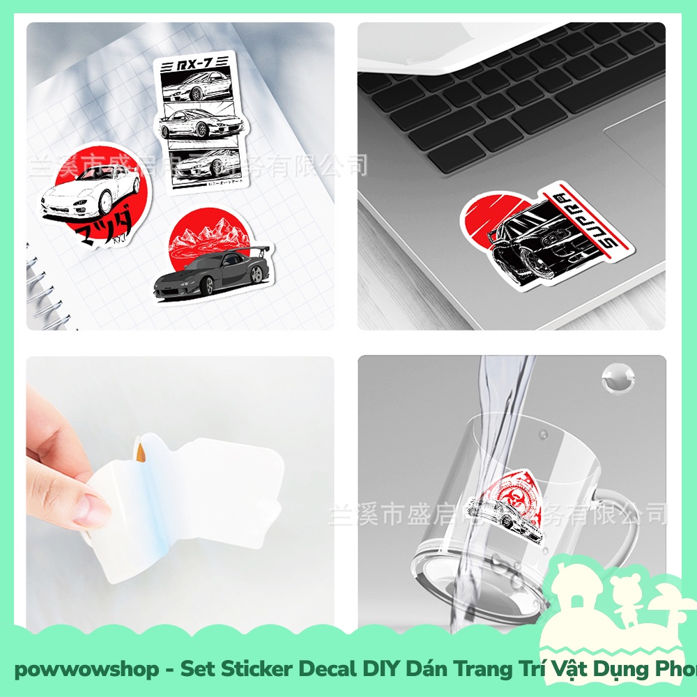 [Sẵn VN - Hỏa Tốc] Set Bộ 50 Miếng Sticker DIY Chống Thấm Nước Dán Trang Trí Vật Dụng Phong Cách Car Xe Hơi