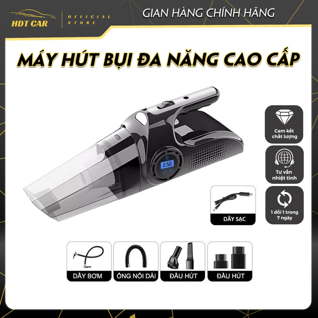 Máy hút bụi cầm tay đa năng 4 in 1, máy hút bụi ô tô kiêm bơm lốp xe hơi cao cấp ( BH 6 tháng )