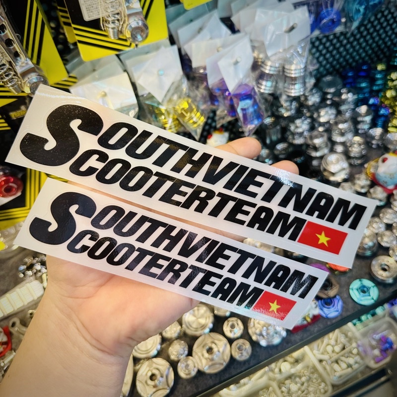 TEM loga in siêu trong có chữ south vietnam