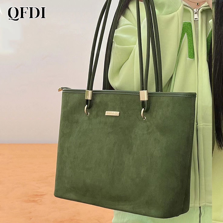 Túi xách QFDI đeo vai sức chứa lớn chất lượng cao phong cách cổ điển cho nữ