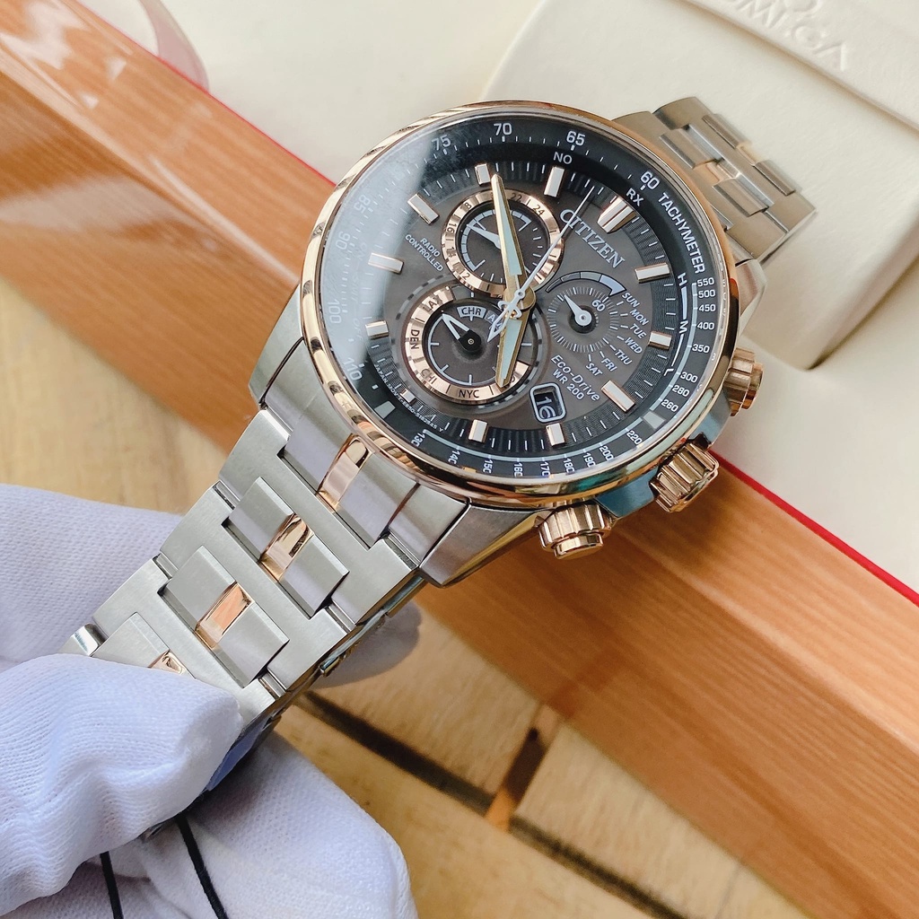 Đồng hồ nam dây thép Citizen Eco Drive Perpetual Chrono AT4126-55E