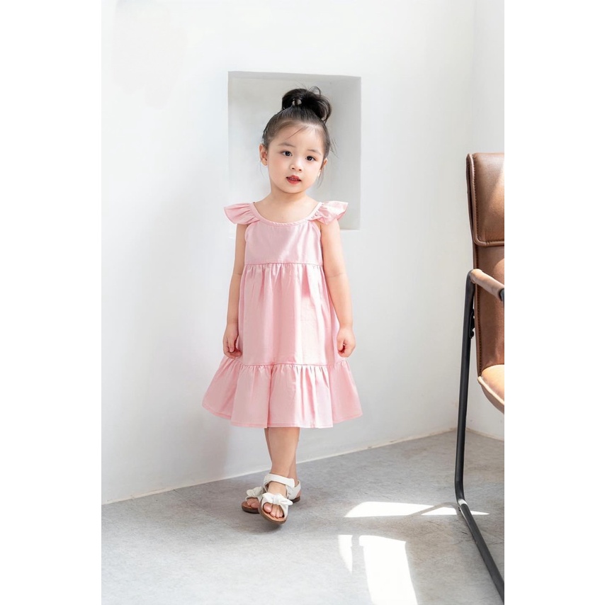 Đầm cho bé gái, váy hai dây thô cotton thiết kế cánh tiên cho bé siêu xinh VBG28