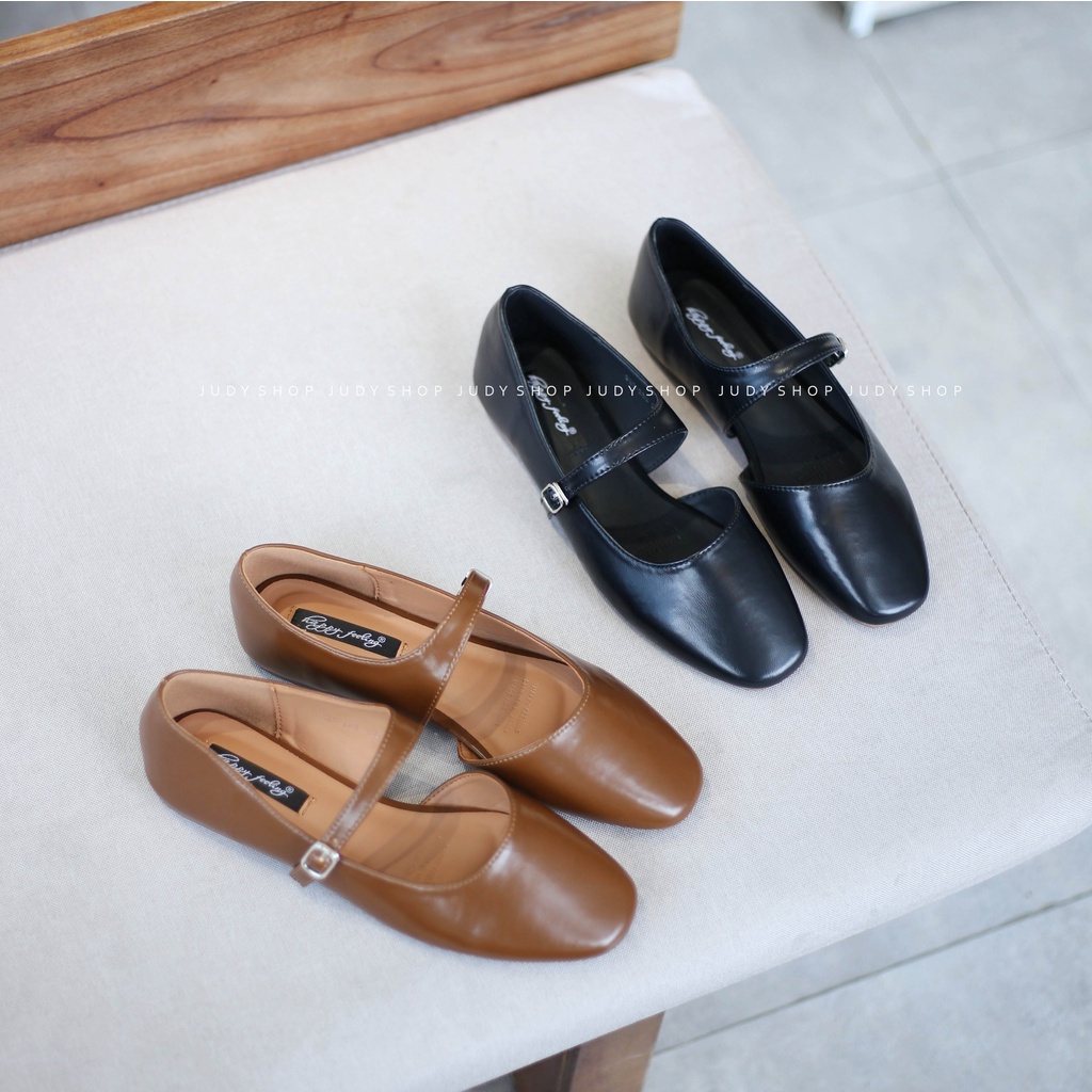 Giày Búp Bê - Giày Bệt HAPPY FEELINGS Quai Ngang Hở Sườn Da Mềm QCCC