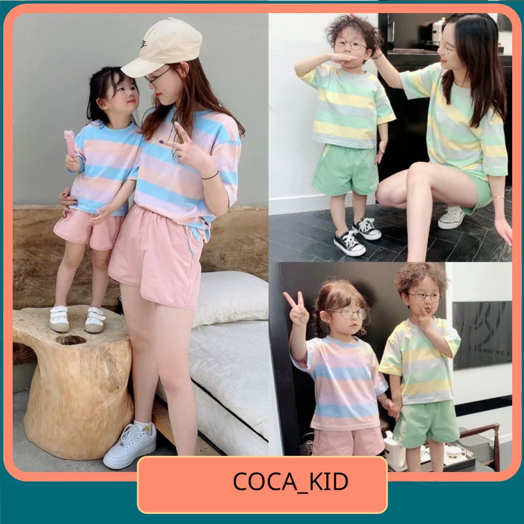 Set bộ quần áo hè mẹ và bé "SỌC KẺ" 14-55kg.Màu sắc nhã nhặn,kiểu dáng năng động.BG7