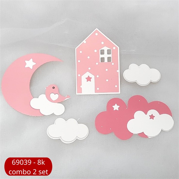 Set que giấy-Nhà chim HỒNG (combo 2)